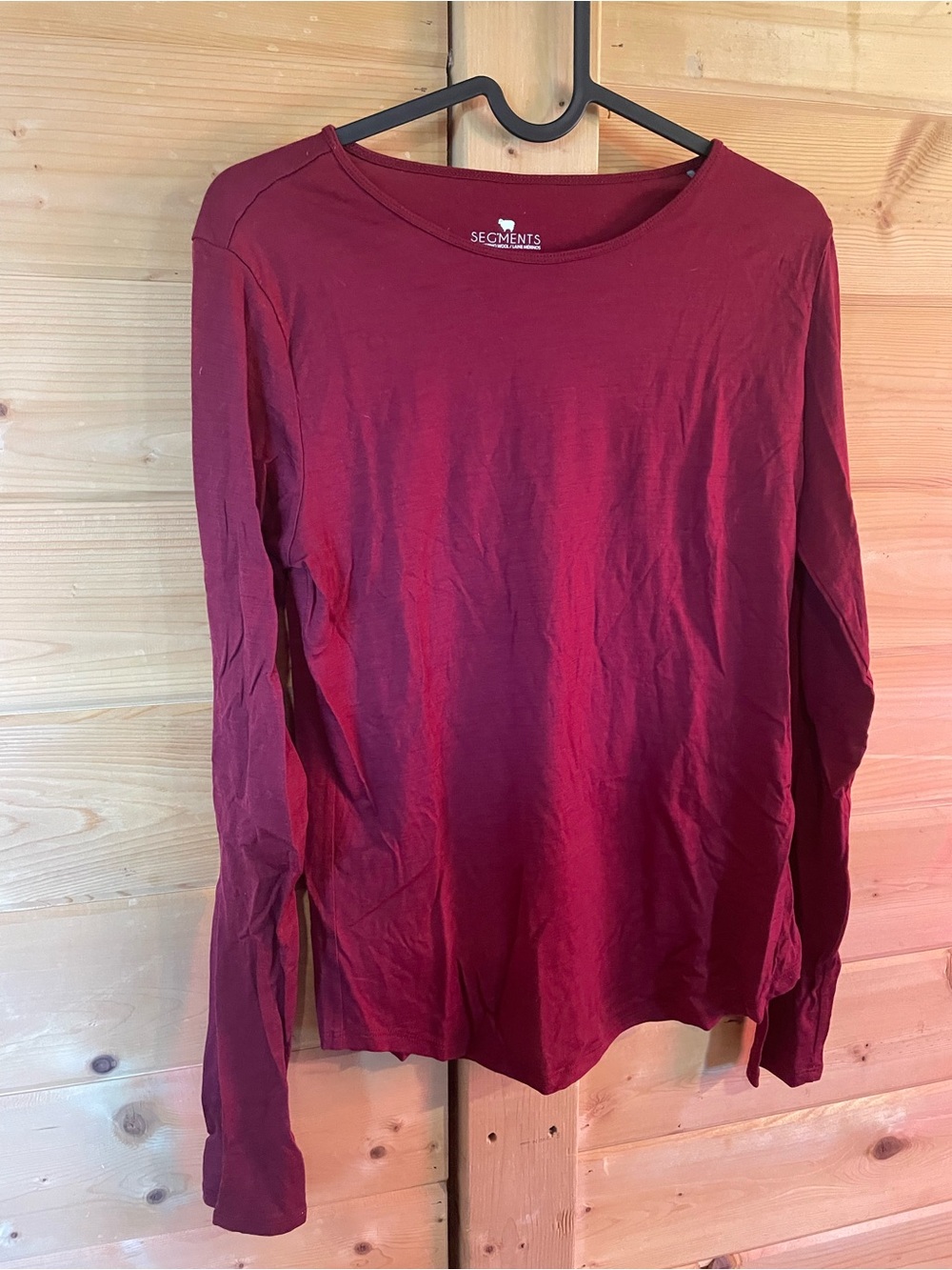 Women's Merino Wool Long-Sleeve Crewneck Top - Burgundy